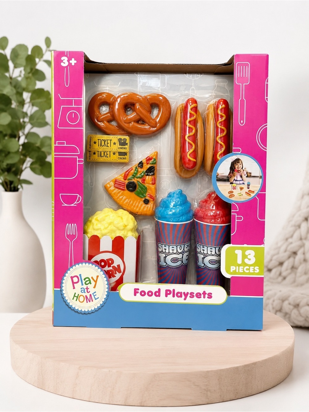 Kids Food Playset - Pink/Blue Snack Toy Set